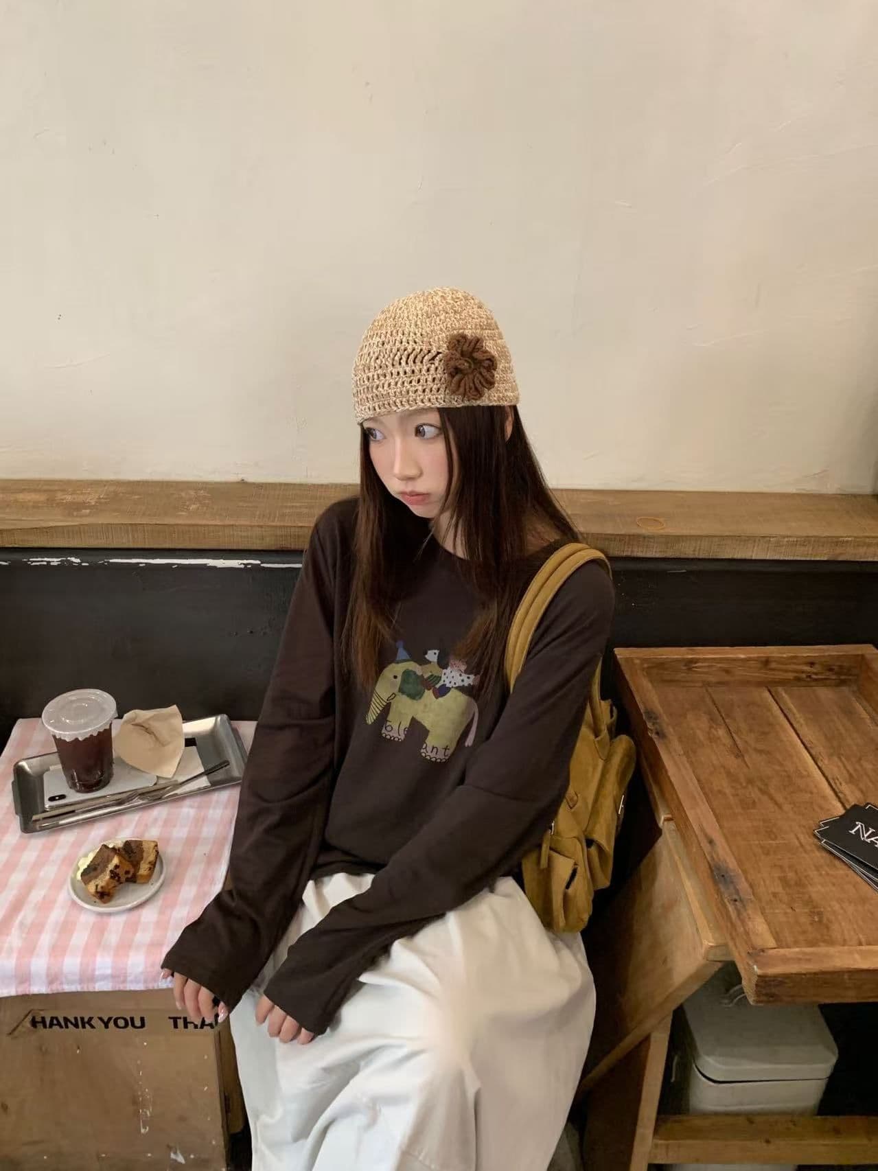 봄 가을 새로운 이후 패키지 칼라 긴팔 라운드 넥 티셔츠 만화 프린트 맨위 상세 이미지 6