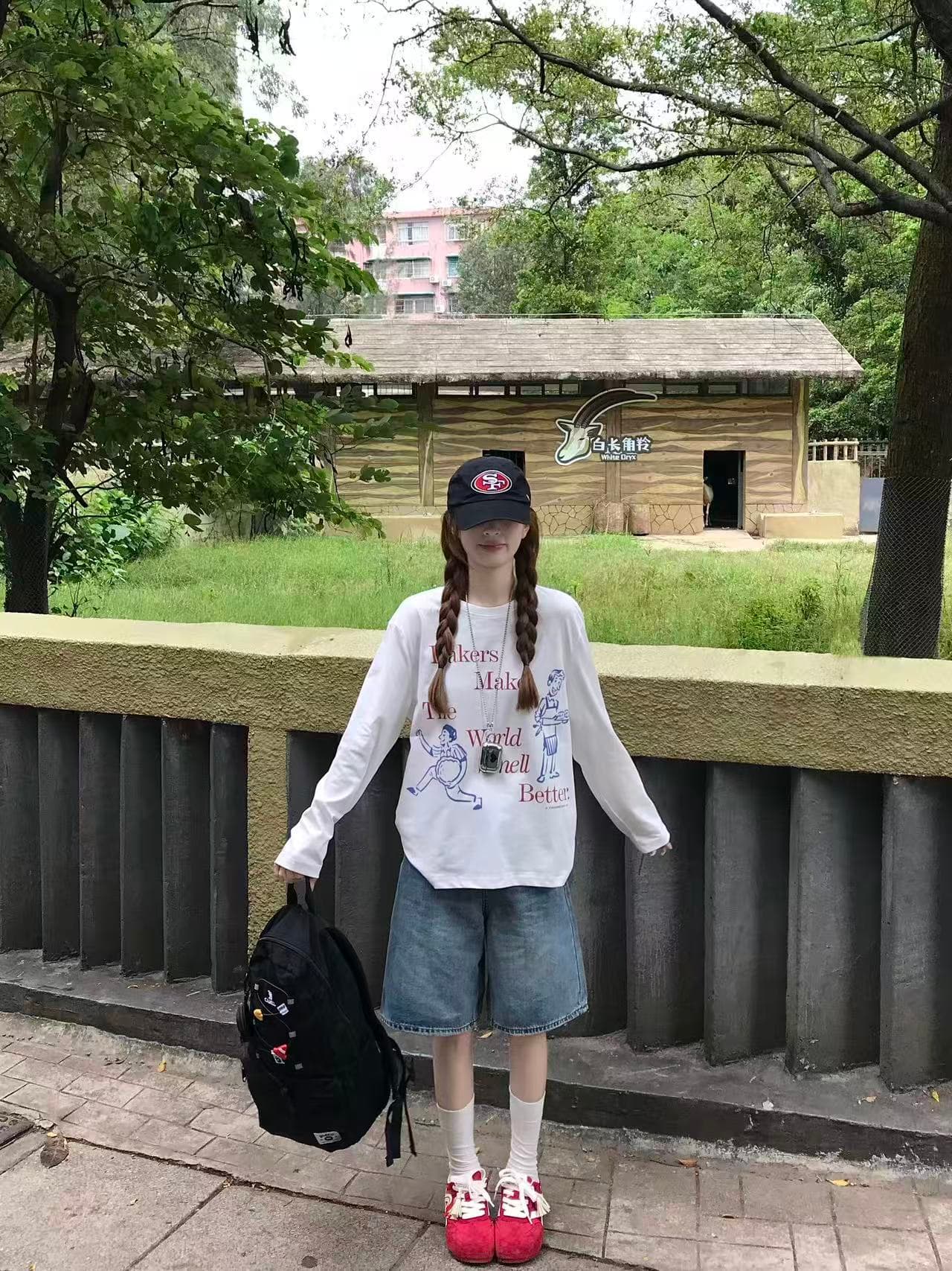 봄 가을 새로운 이후 패키지 칼라 긴팔 라운드 넥 t 만화 알파벳 프린트 상세 이미지 2