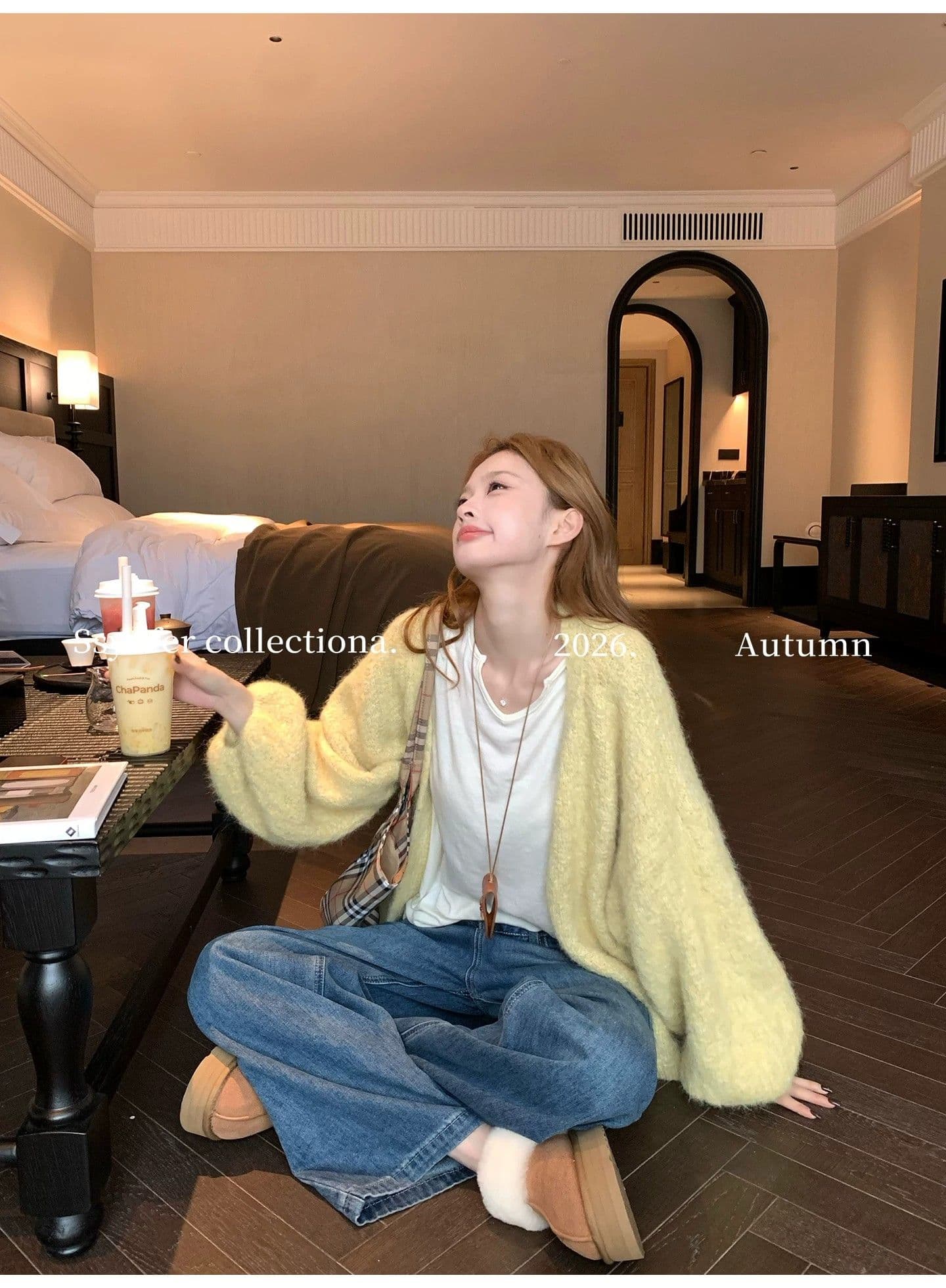 새로운 스웨터 오픈 가디건 긴 머리 양 낙타 초두꺼움 혼방 니트 오픈 가디건 여성 디자인 센스 상세 이미지 4