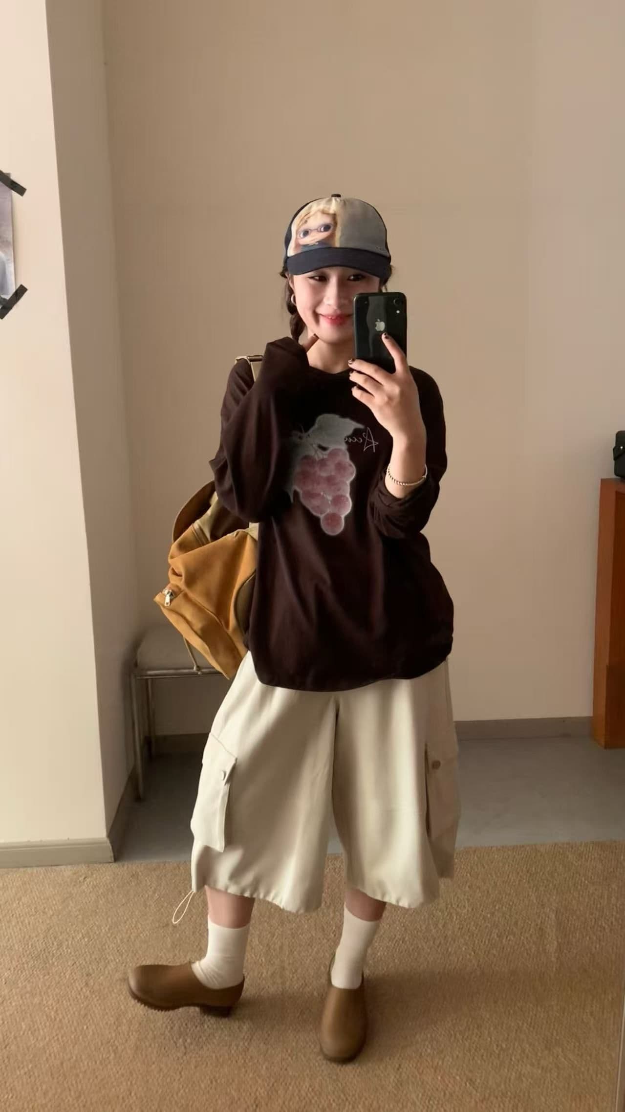 봄 가을 새로운 이후 패키지 칼라 긴팔 라운드 넥 티셔츠 포도 프린트 맨위 상세 이미지 2