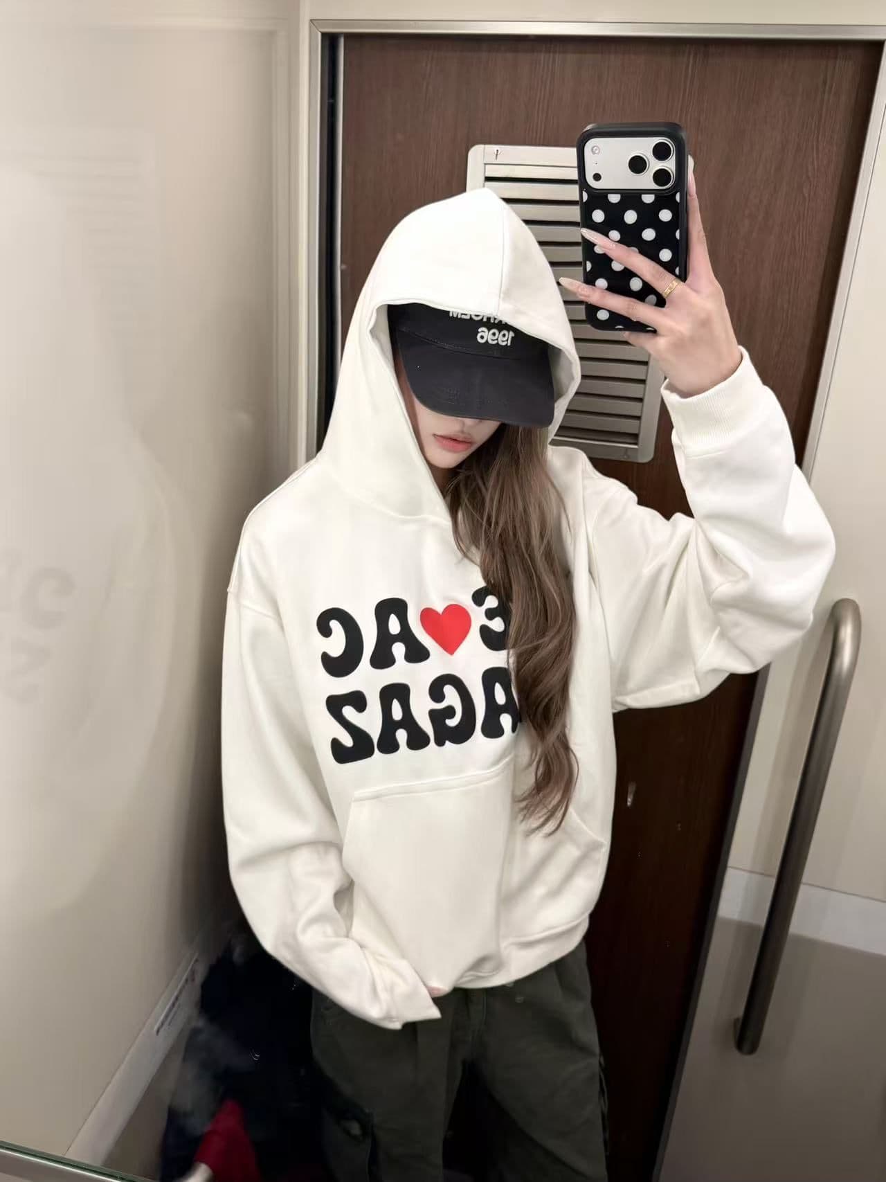 새로운 생방송 품질 복합 얇은 스타일 은 여우 플러시 털이 있는 후드 하트 알파벳 상세 이미지 2