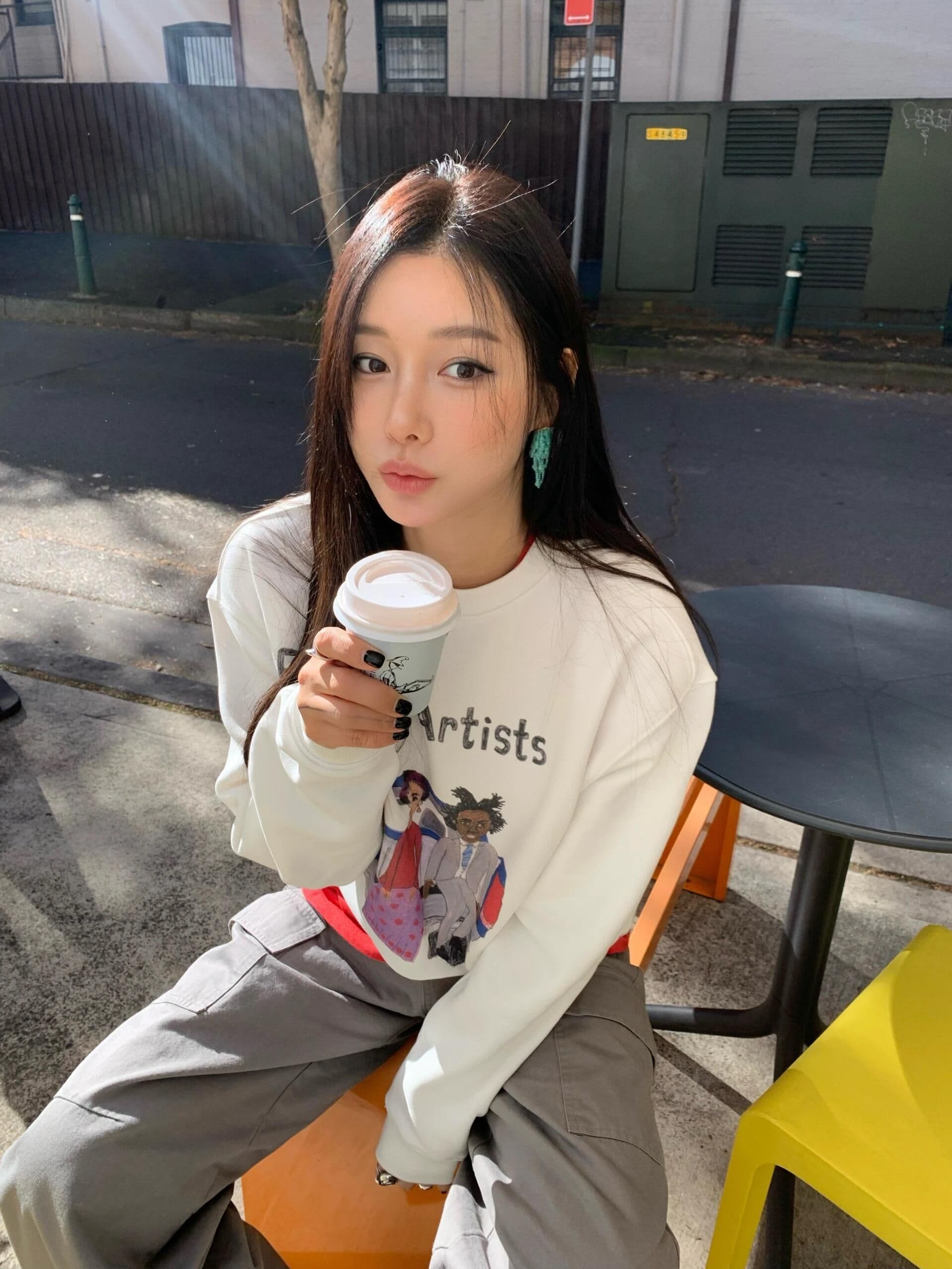 새로운 생방송 품질 복합 얇은 스타일 은 여우 플러시 털이 있는 라운드 넥 만화 캐릭터 상세 이미지 3