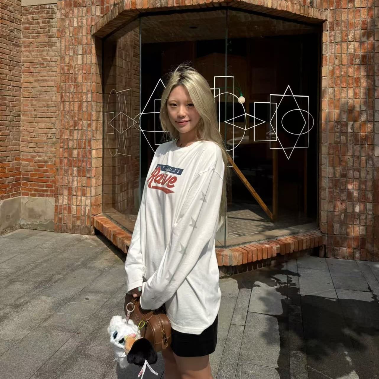 봄 가을 새로운 이후 패키지 칼라 긴팔 라운드 넥 티셔츠 별 알파벳 프린트 이미지 5