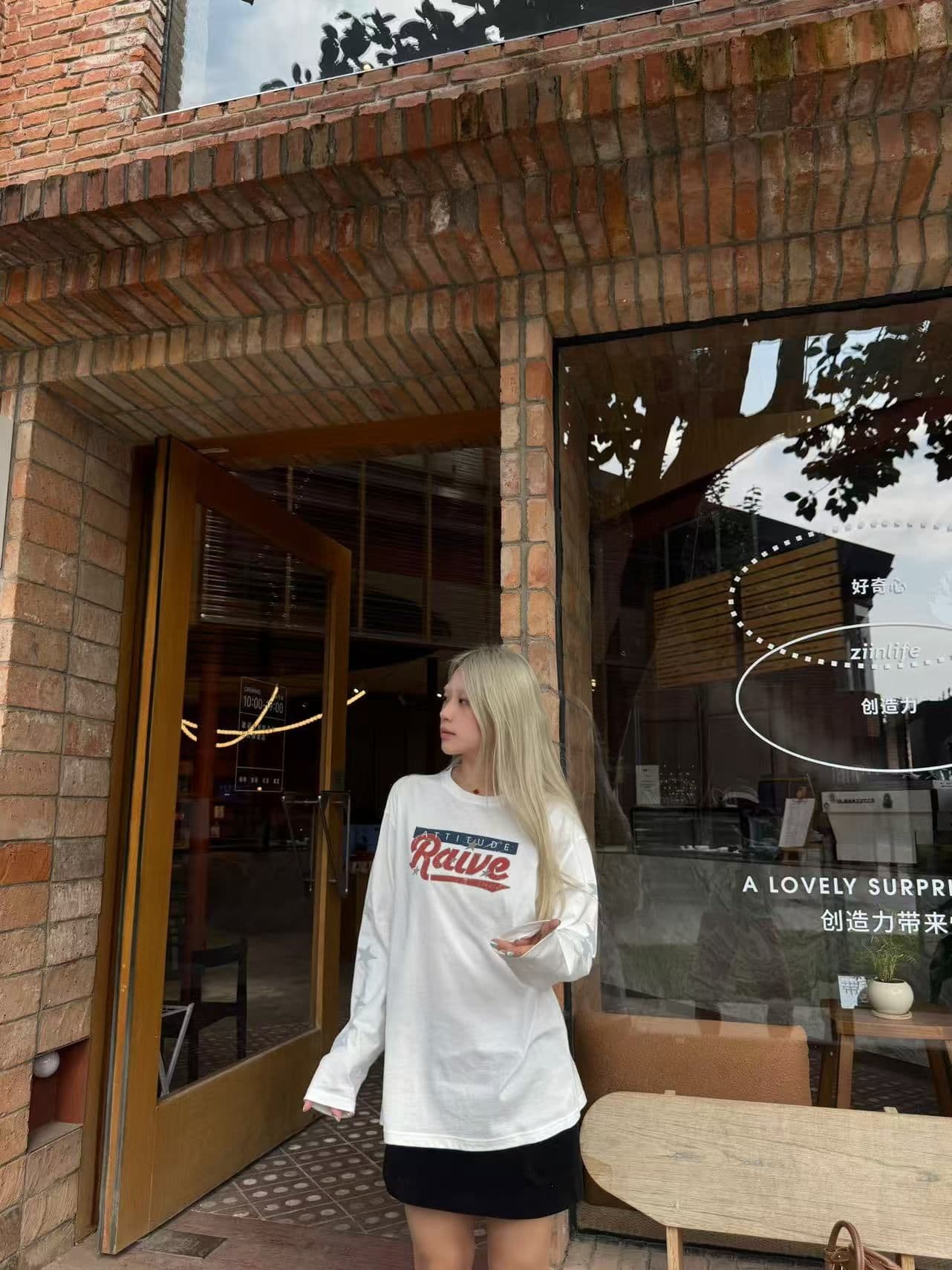 봄 가을 새로운 이후 패키지 칼라 긴팔 라운드 넥 티셔츠 별 알파벳 프린트 상세 이미지 6
