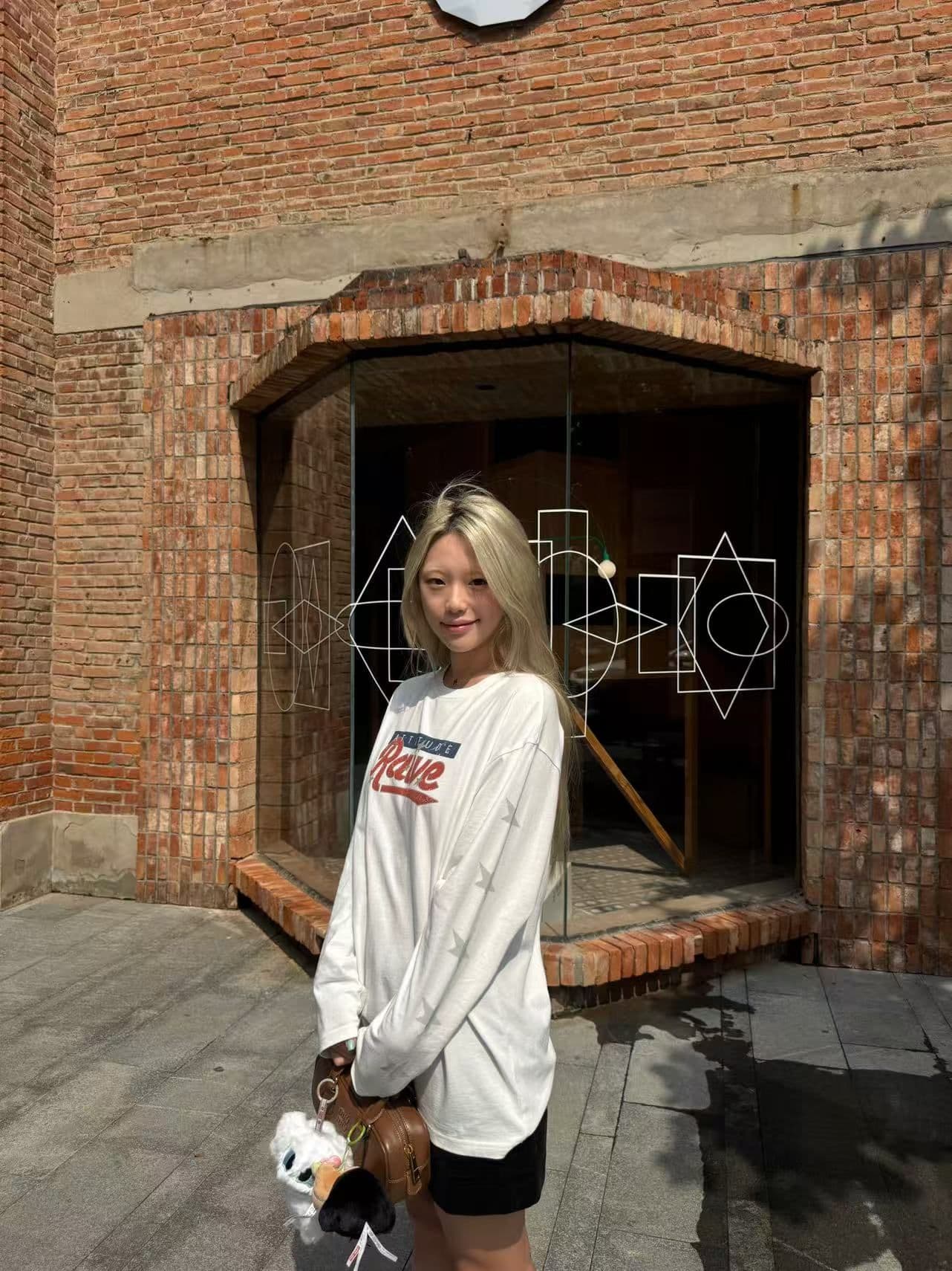 봄 가을 새로운 이후 패키지 칼라 긴팔 라운드 넥 티셔츠 별 알파벳 프린트 상세 이미지 7