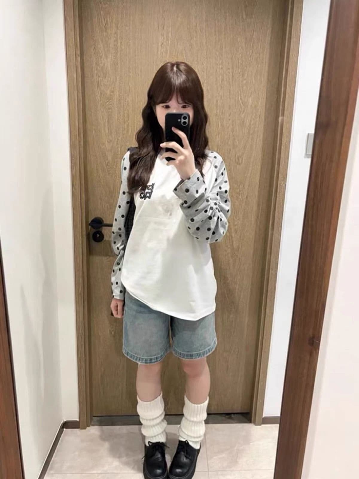 새로운 좋은 품질 비 압력 그림 긴팔 티셔츠 여성 이미지 4