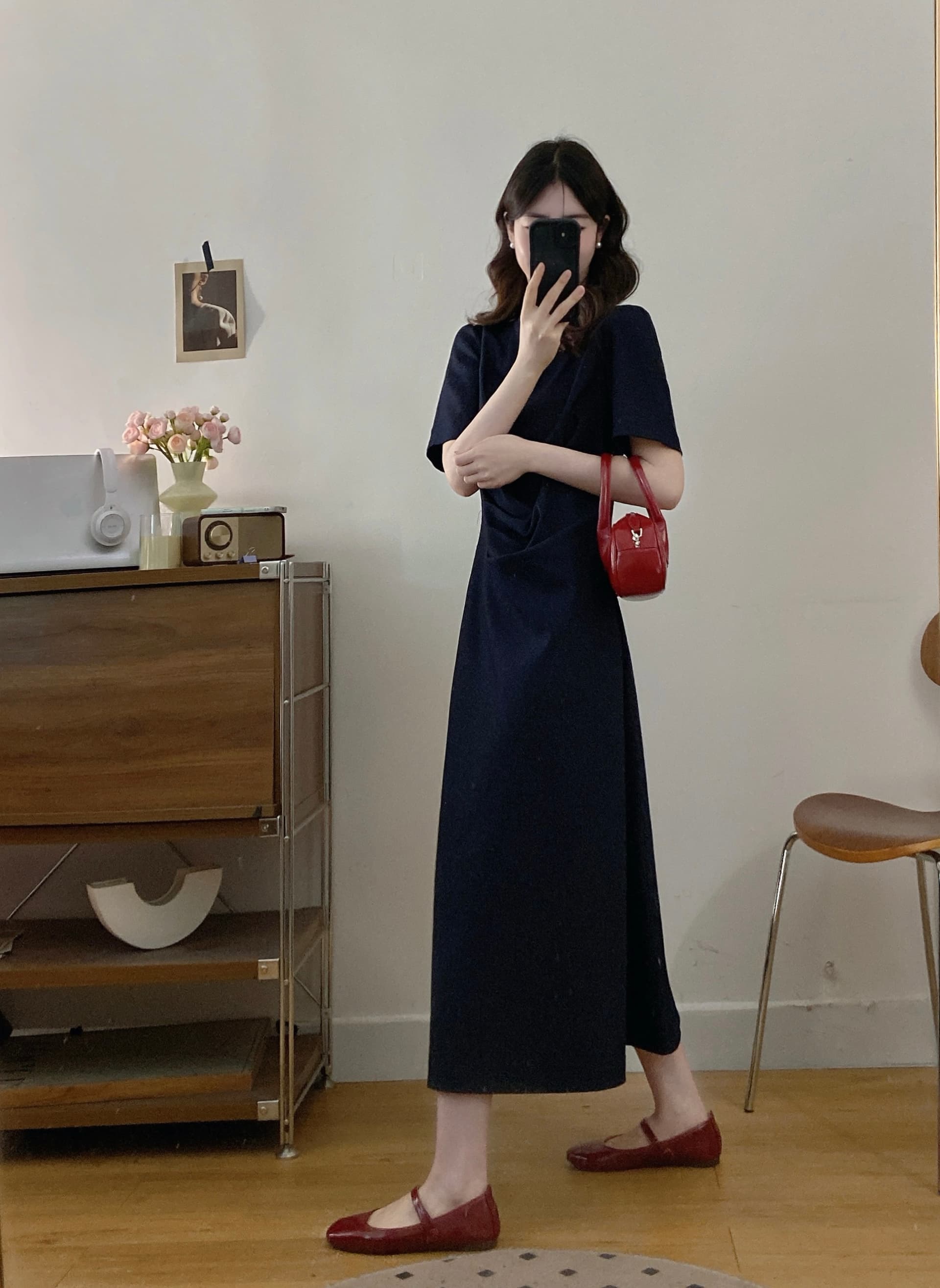 실사 빅 사이즈 여성 의류 패션 품격 새로운 중식 핀치 Pleat 미니멀리즘 세련된 드레스 상세 이미지 9