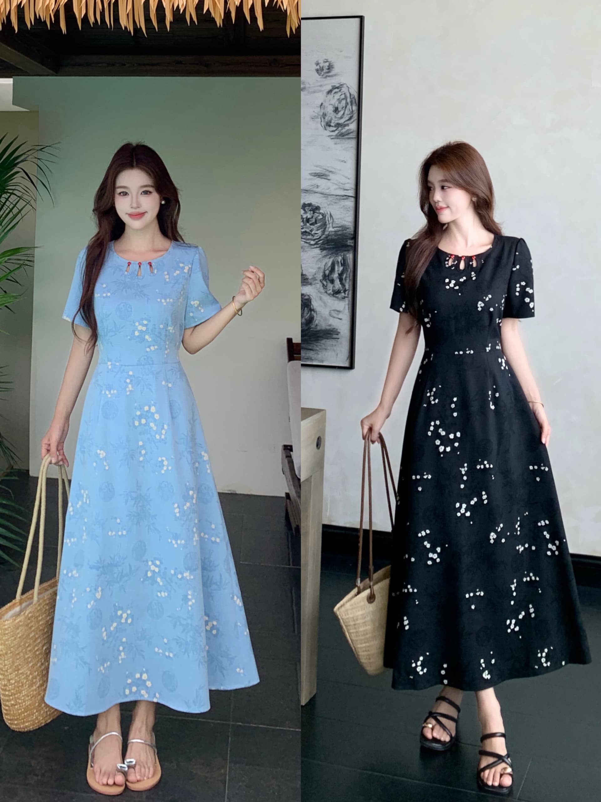 실사 빅 사이즈 여성 의류 새로운 패션 품격 루즈핏 몸매 가꾸기 레트로 우아함 어둠 곡물 자카드 드레스