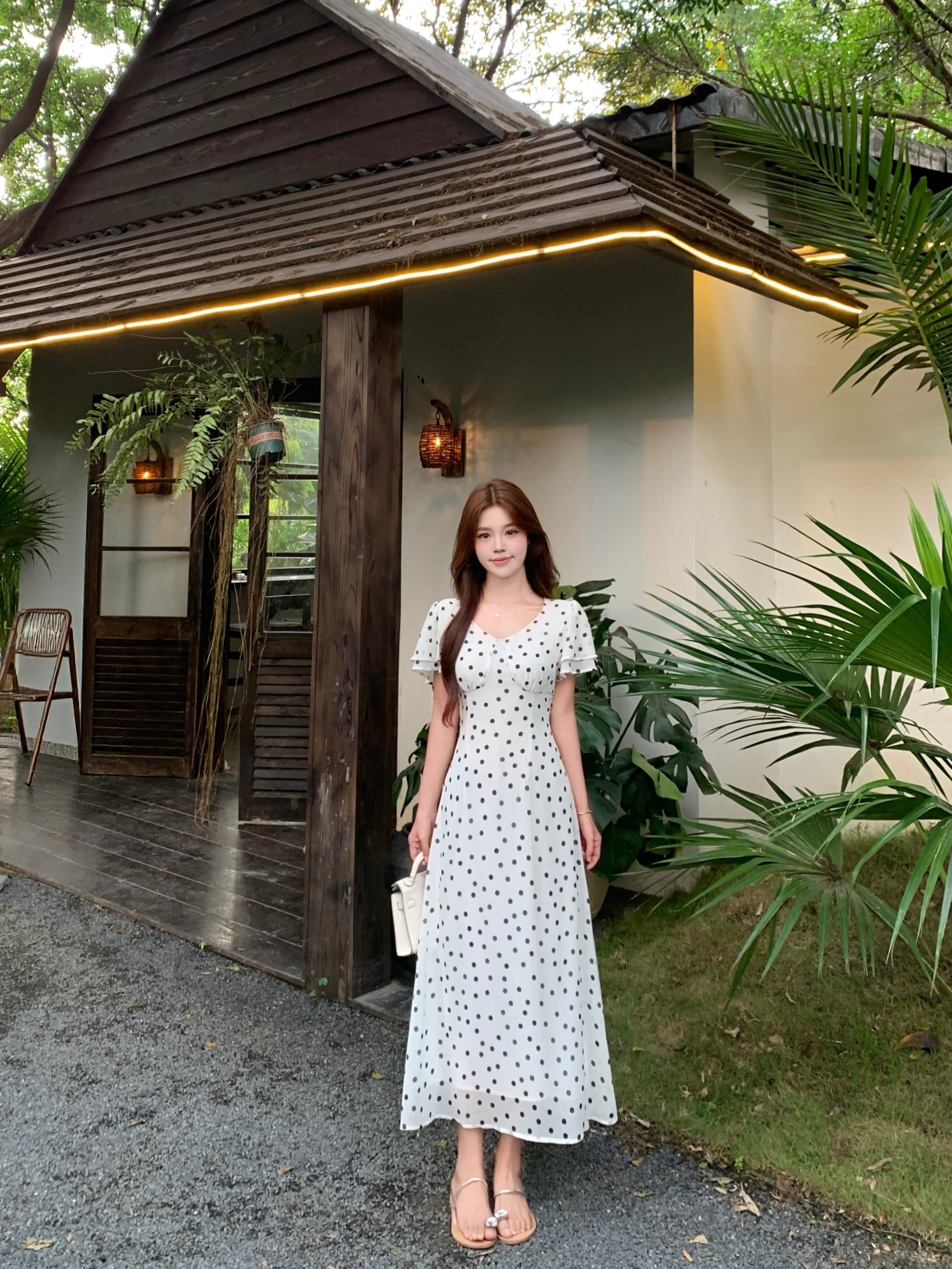 실사 빅 사이즈 여성 의류 패션 품격 새로운 V넥 프랑스식 몸매 가꾸기 도트 무늬 드레스 상세 이미지 21