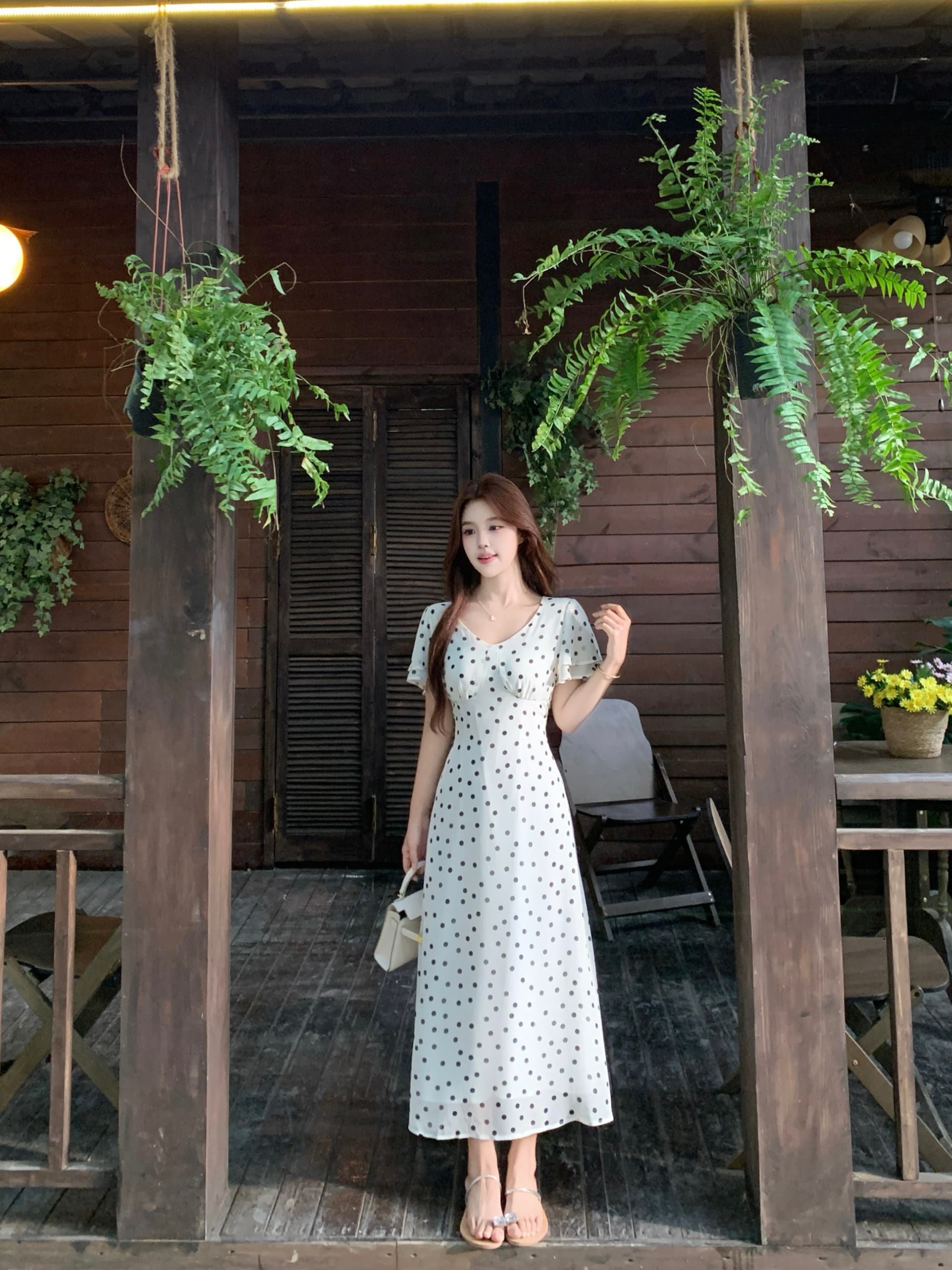 실사 빅 사이즈 여성 의류 패션 품격 새로운 V넥 프랑스식 몸매 가꾸기 도트 무늬 드레스 상세 이미지 23
