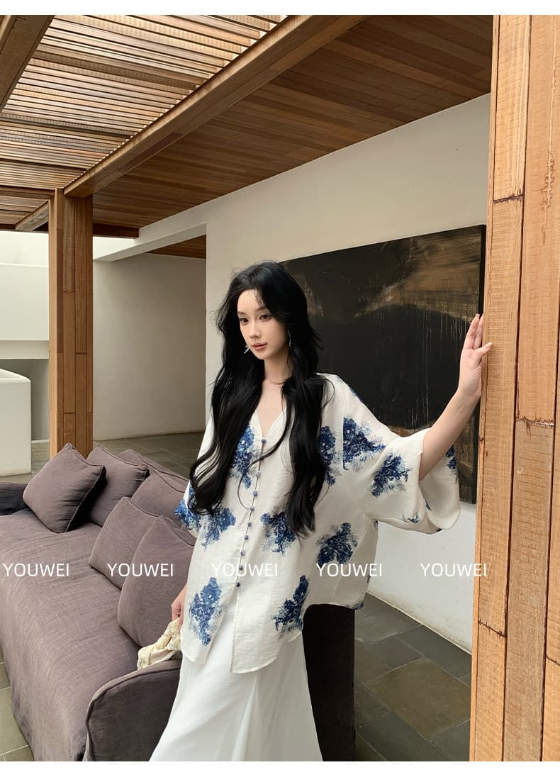 있음 후안 youwe 새로운 중식 긴팔 아마 셔츠 맨위 여성 여름 얇은 스타일 루즈핏 느긋한 바람 V넥 셔츠 상세 이미지 13