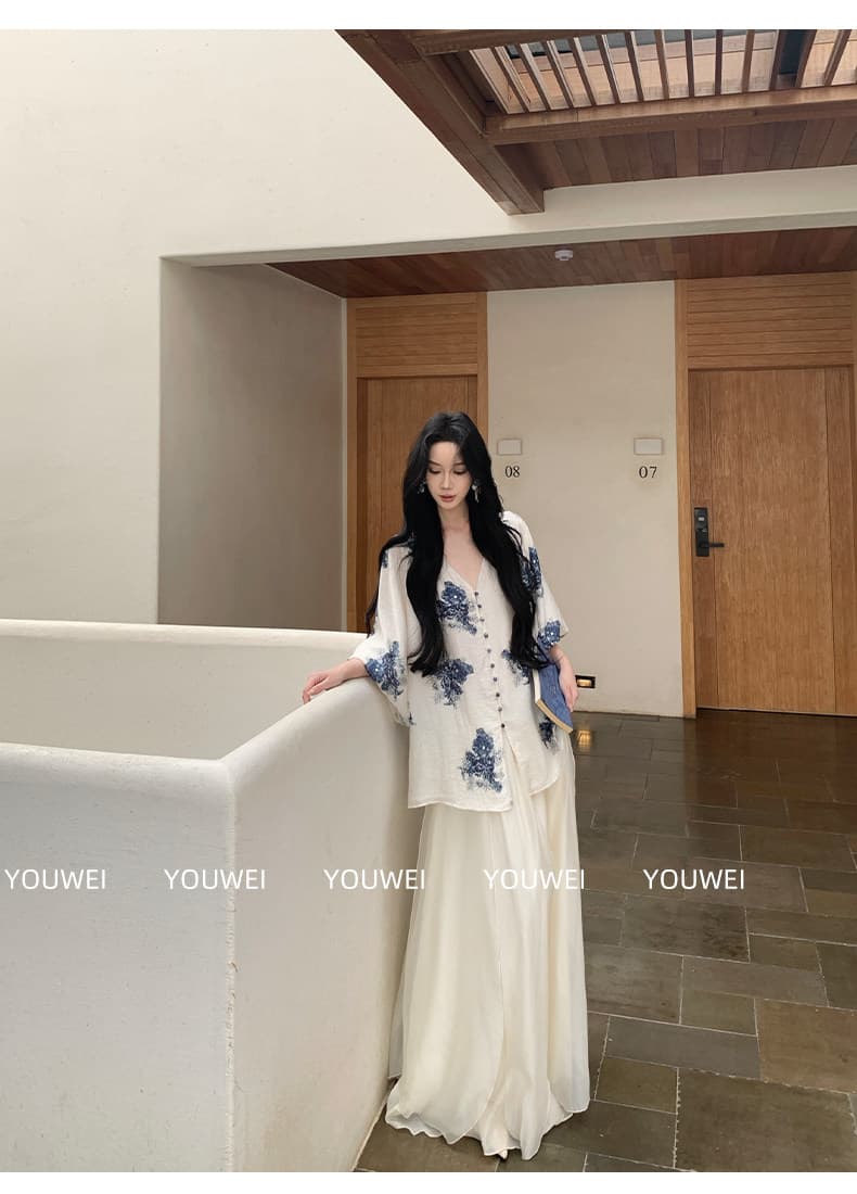 있음 후안 youwe 새로운 중식 긴팔 아마 셔츠 맨위 여성 여름 얇은 스타일 루즈핏 느긋한 바람 V넥 셔츠 상세 이미지 25