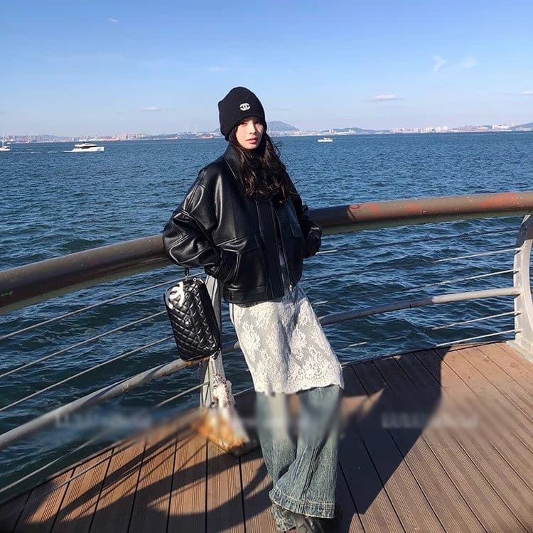 랩스커트팬츠 여성 2024 가을 다용도 스택 착용 세련된 센스 유물 하나 슬라이스 안감 레이스 반신 스커트 이미지 3