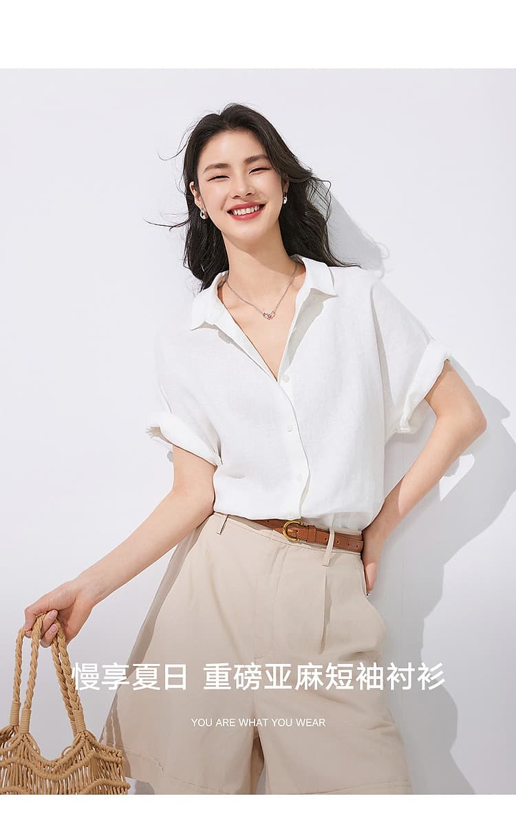 26 반팔 여성 셔츠 상자 종류 루즈핏 폴로 칼라 작은 셔츠 마 맨위 드레이프 통기성 상세 이미지 1