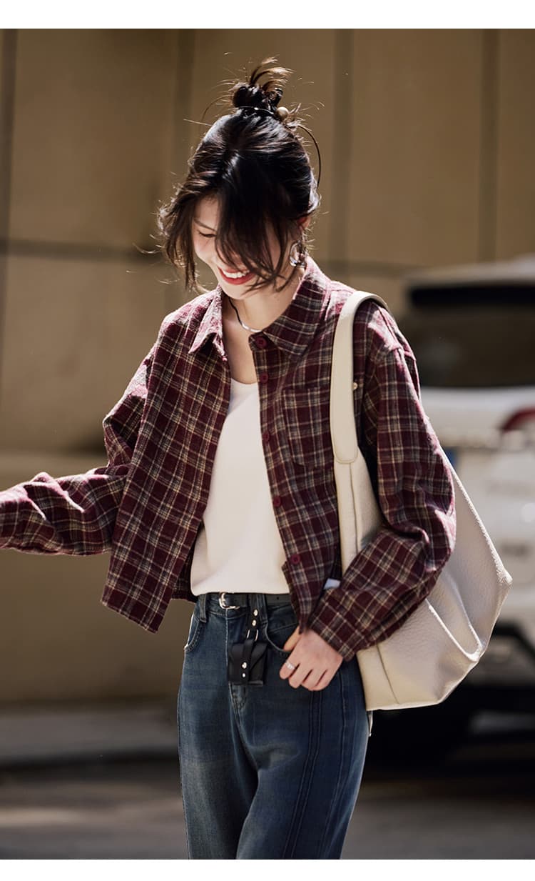 아메리칸 레트로 클래식 체크무늬 재킷 25 가을 새로운 패션 루즈핏 다용도 통기성 긴팔 맨위 상세 이미지 11