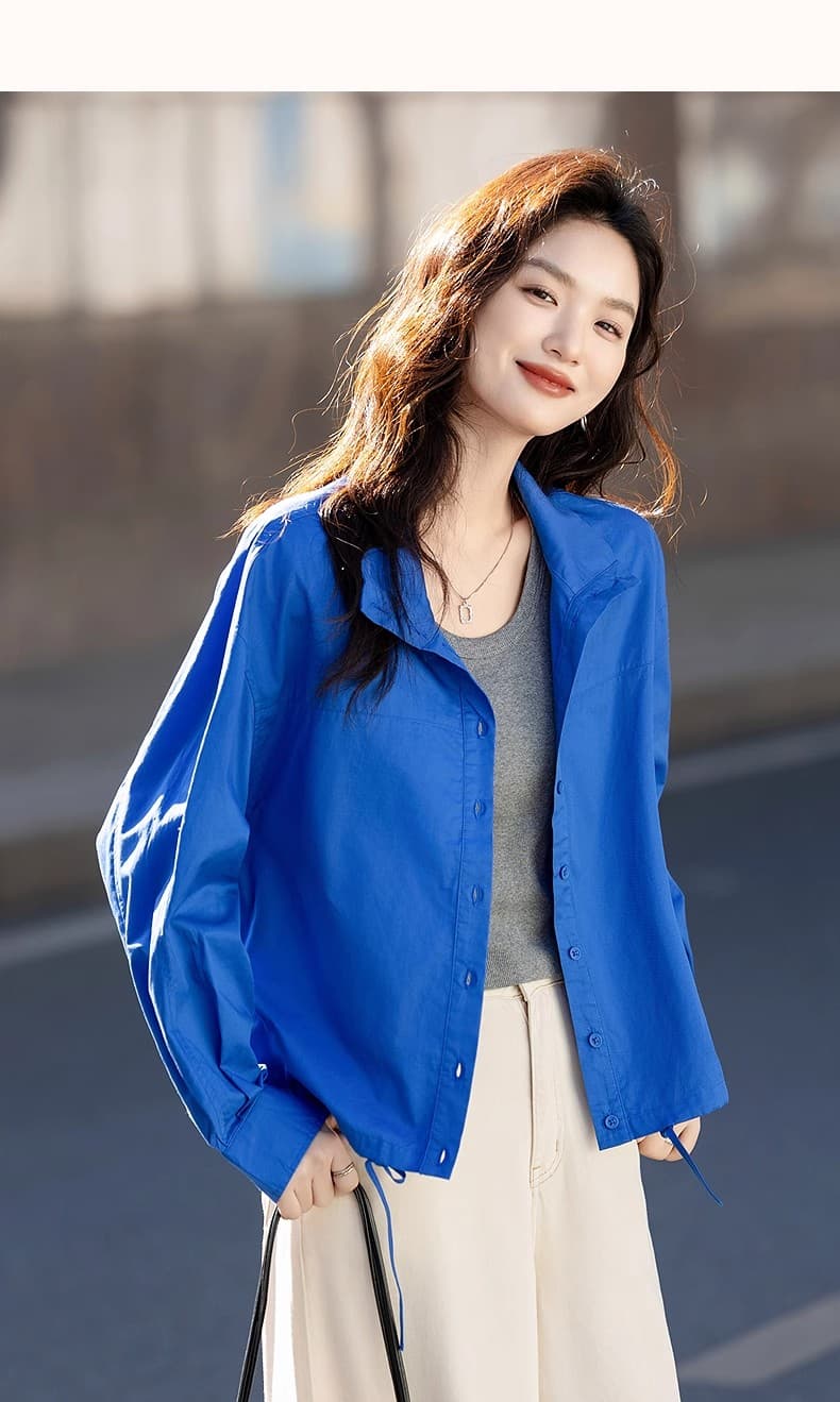 스탠드 칼라 캐주얼 여성 코트 가을 새로운 느슨함 센스 작은 키 단추 재킷 맨위 상세 이미지 16