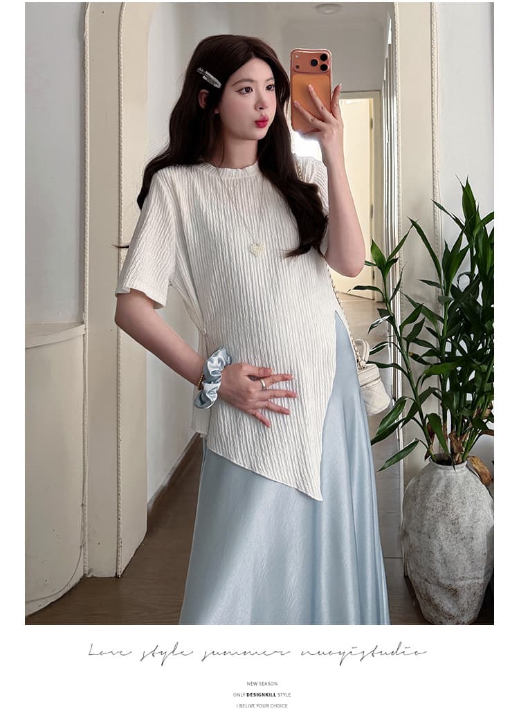 실사 2026 여름 패션 미니멀리즘 편안함 느긋한 고급 품격 임산부 슬립 드레스 외부 시더 세트 상세 이미지 22