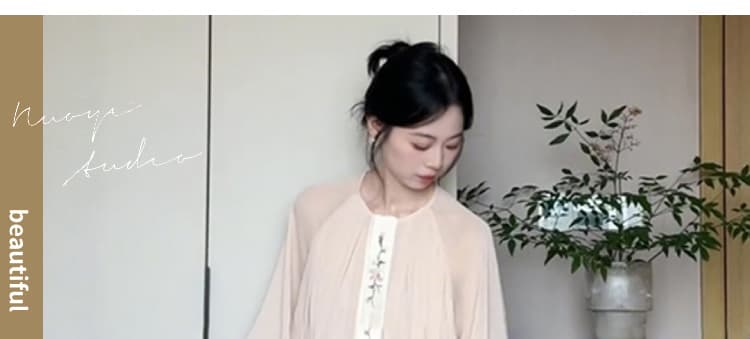 실사 지금 2026 여름 드레스 코디 새로운 중식 감기 센스 자수 맨위 슬립 드레스 아름다운 세트 상세 이미지 33
