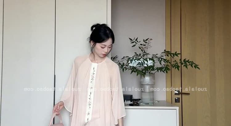 실사 지금 2026 여름 드레스 코디 새로운 중식 감기 센스 자수 맨위 슬립 드레스 아름다운 세트 상세 이미지 44