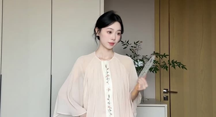 실사 지금 2026 여름 드레스 코디 새로운 중식 감기 센스 자수 맨위 슬립 드레스 아름다운 세트 상세 이미지 54