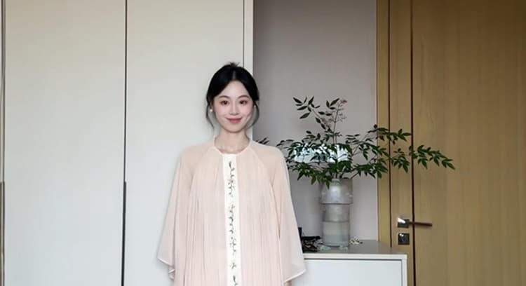 실사 지금 2026 여름 드레스 코디 새로운 중식 감기 센스 자수 맨위 슬립 드레스 아름다운 세트 상세 이미지 59