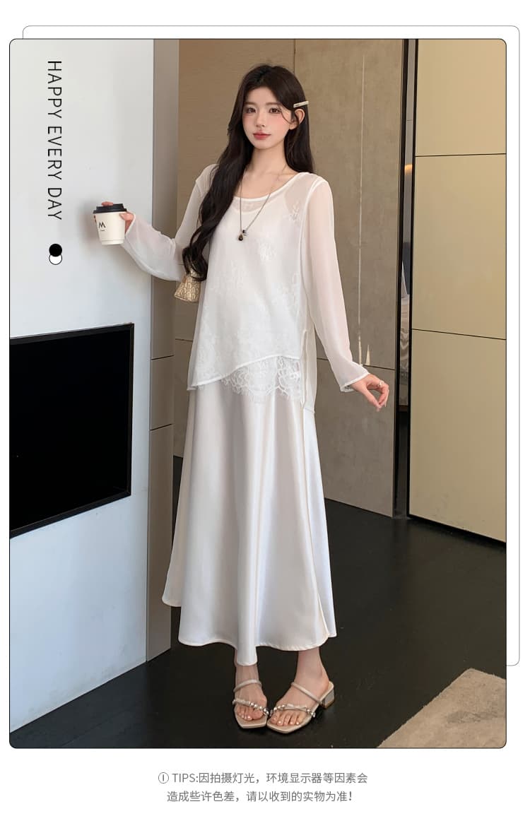 실사 지금 여름 새로운 2026 느긋한 바람 자외선 차단 루즈핏 통기성 셔츠 슬립 드레스 외국 가스 슬림해 보이는 세트 상세 이미지 4