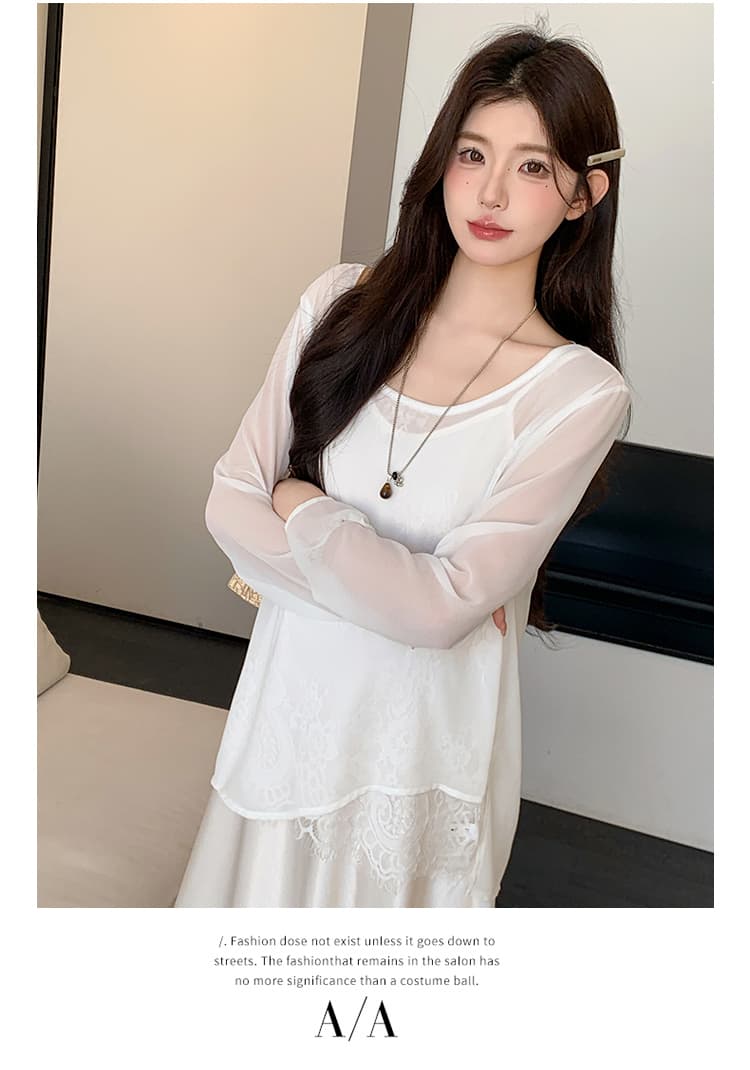 실사 지금 여름 새로운 2026 느긋한 바람 자외선 차단 루즈핏 통기성 셔츠 슬립 드레스 외국 가스 슬림해 보이는 세트 상세 이미지 10