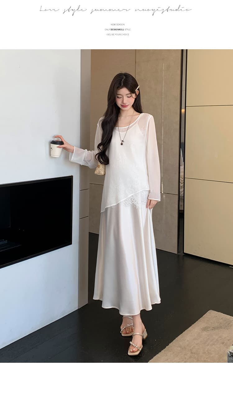 실사 지금 여름 새로운 2026 느긋한 바람 자외선 차단 루즈핏 통기성 셔츠 슬립 드레스 외국 가스 슬림해 보이는 세트 상세 이미지 14