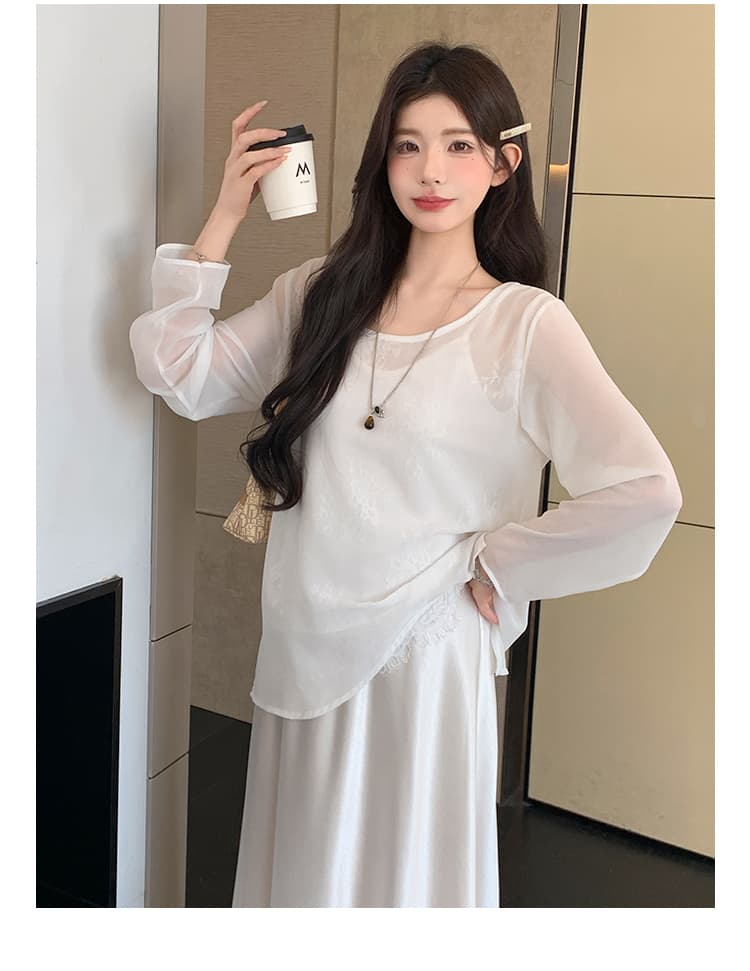 실사 지금 여름 새로운 2026 느긋한 바람 자외선 차단 루즈핏 통기성 셔츠 슬립 드레스 외국 가스 슬림해 보이는 세트 상세 이미지 16