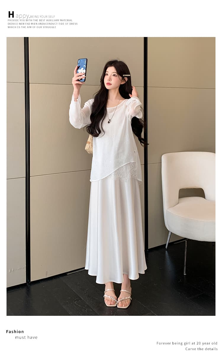 실사 지금 여름 새로운 2026 느긋한 바람 자외선 차단 루즈핏 통기성 셔츠 슬립 드레스 외국 가스 슬림해 보이는 세트 상세 이미지 17