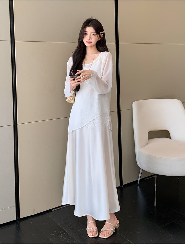 실사 지금 여름 새로운 2026 느긋한 바람 자외선 차단 루즈핏 통기성 셔츠 슬립 드레스 외국 가스 슬림해 보이는 세트 상세 이미지 19