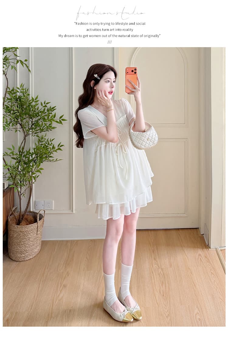 실사 지금 한 부서 품격 달콤함 패션 외국 가스 핑크색 투피스 세트 루즈핏 슬림해 보이는 빅 사이즈 반바지 세트 상세 이미지 18