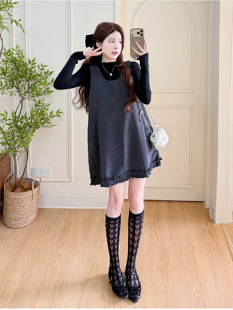 실사 지금 2026 봄 가을 신제품 고급 센스 빛 요리 한 바람 루즈핏 슬림해 보이는 조끼 스커트 다용도 만나는 세트 상세 이미지 17