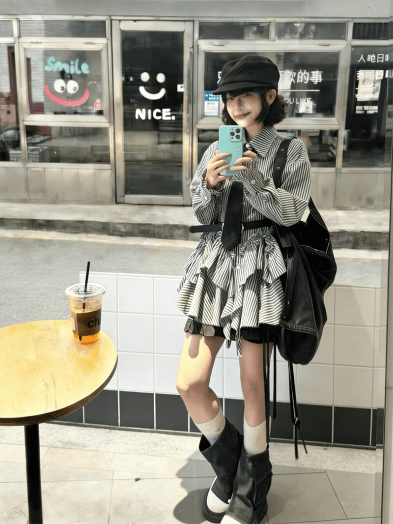 실사 한 부서 디자인 센스 긴팔 루즈핏 슬림해 보이는 패치워크 셔츠 상세 이미지 1