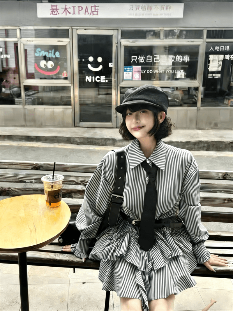 실사 한 부서 디자인 센스 긴팔 루즈핏 슬림해 보이는 패치워크 셔츠 상세 이미지 5