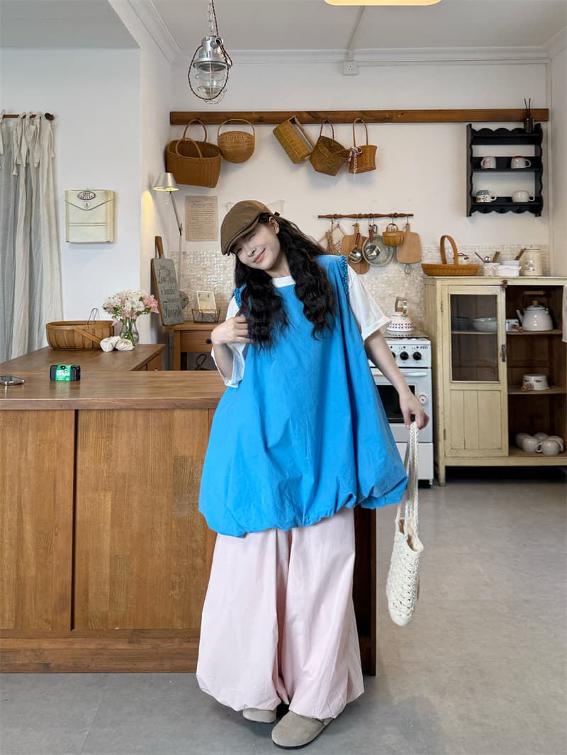 실사 꽃밭 조끼 스커트 다용도 티셔츠 캐주얼 바지 상세 이미지 6