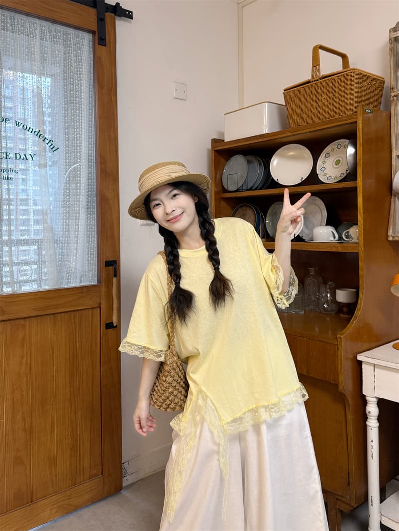 실사 레이스 슬립 티셔츠 레이스 바지 상세 이미지 5