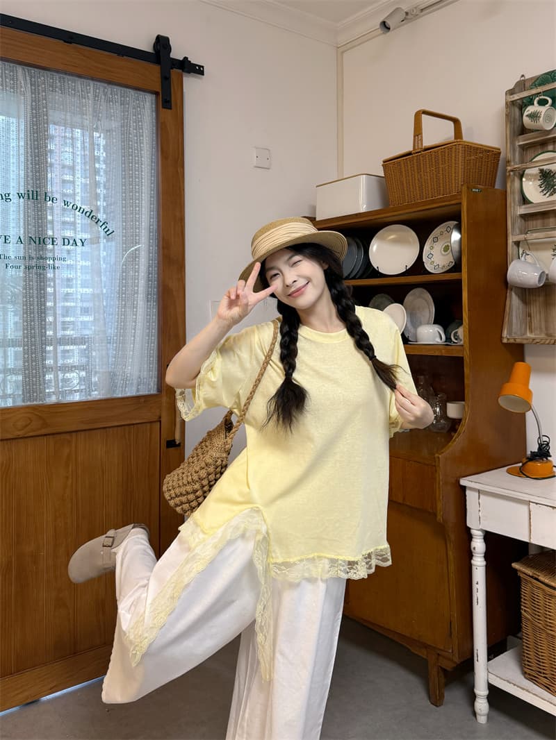 실사 레이스 슬립 티셔츠 레이스 바지 상세 이미지 7