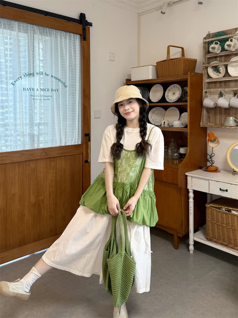 실사 레이스 슬립 티셔츠 바지 이미지 2