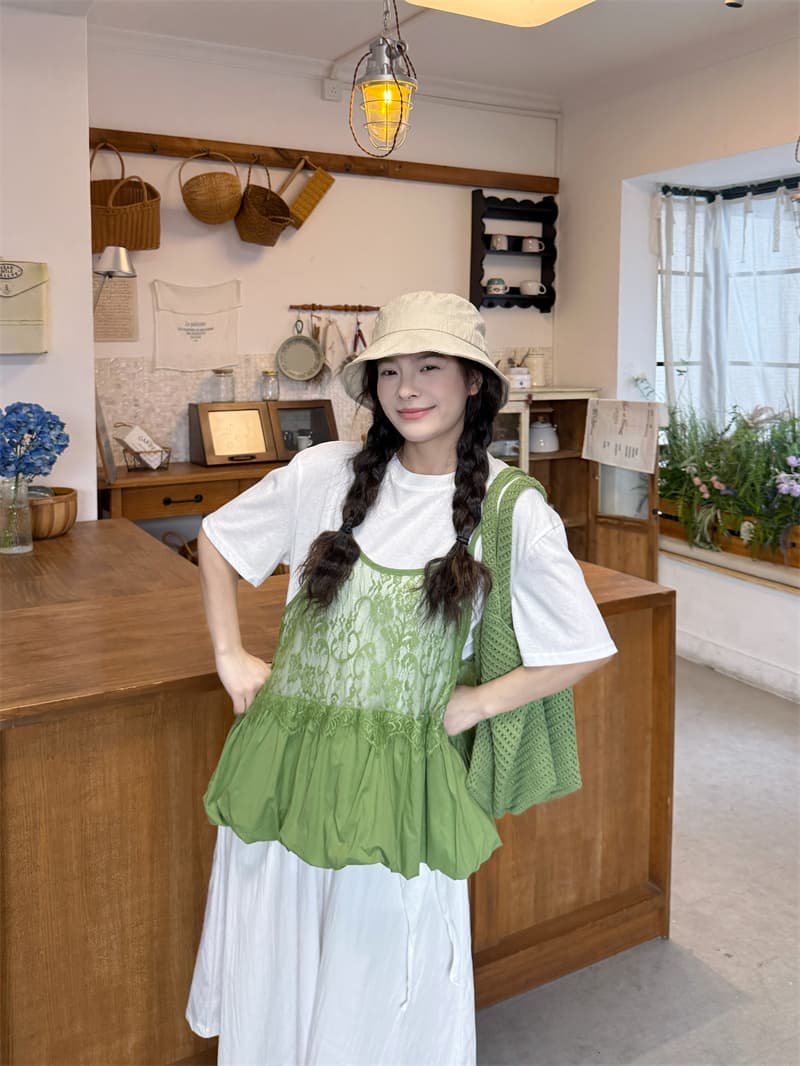 실사 레이스 슬립 티셔츠 바지 상세 이미지 5