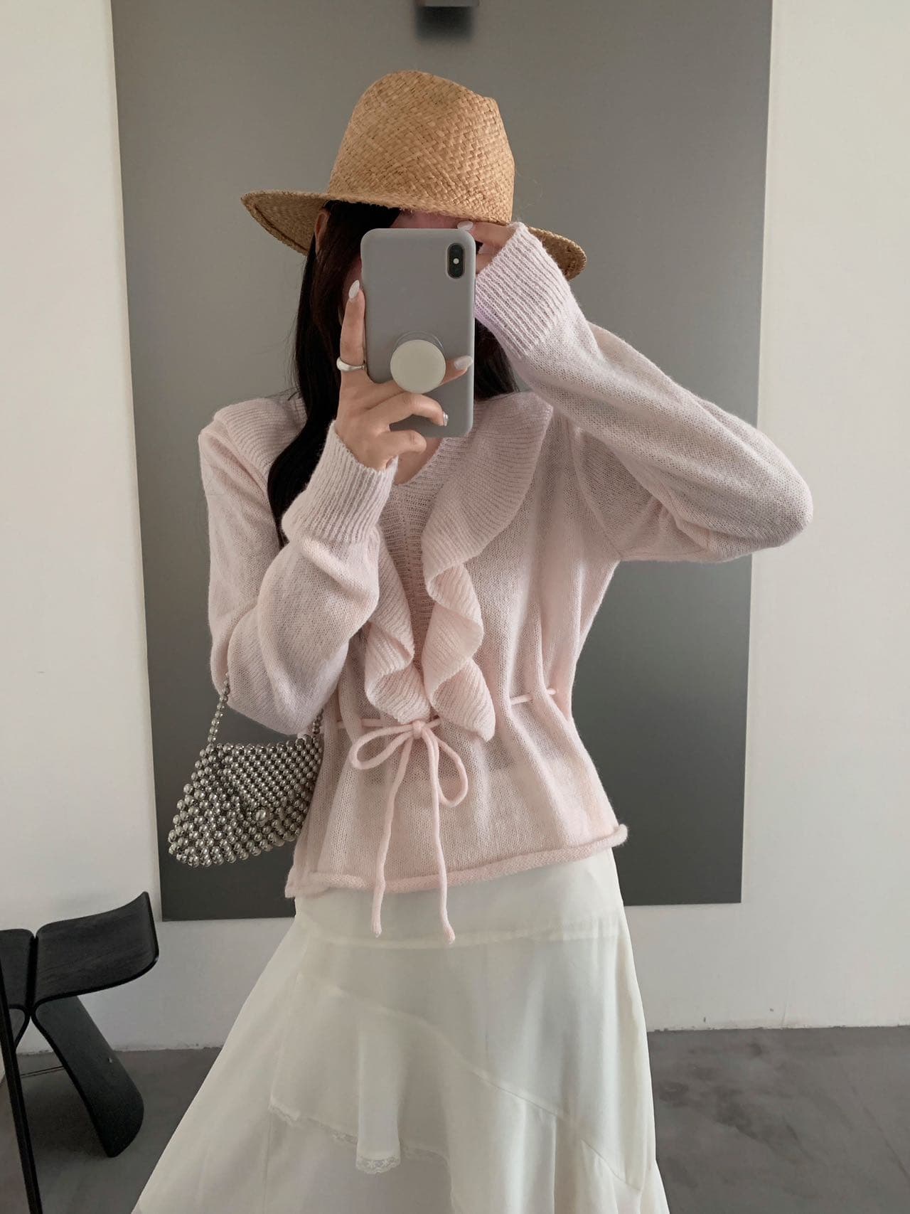 3 차원 레이스 높음 비율 모헤어 스웨터 여자 이른 가을 신선함 바람 얇고 가벼운 품격 프릴 양모 니트 스웨터 상세 이미지 3