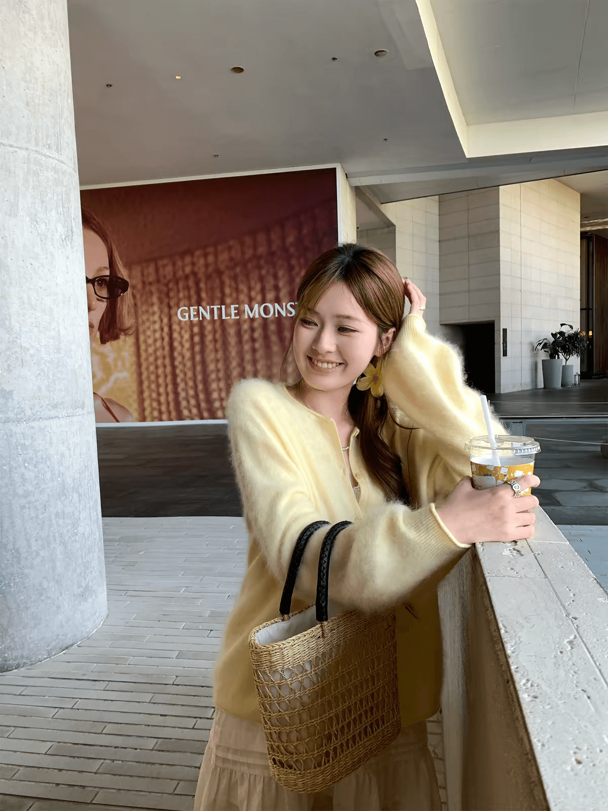 한 부서 착용 가져 가라. 느긋한 핑크색 긴팔 니트 스웨터 여성 가을 2026 새로운 느슨함 센스 부드러운 바람 볼륨 측면에 의류 상세 이미지 1