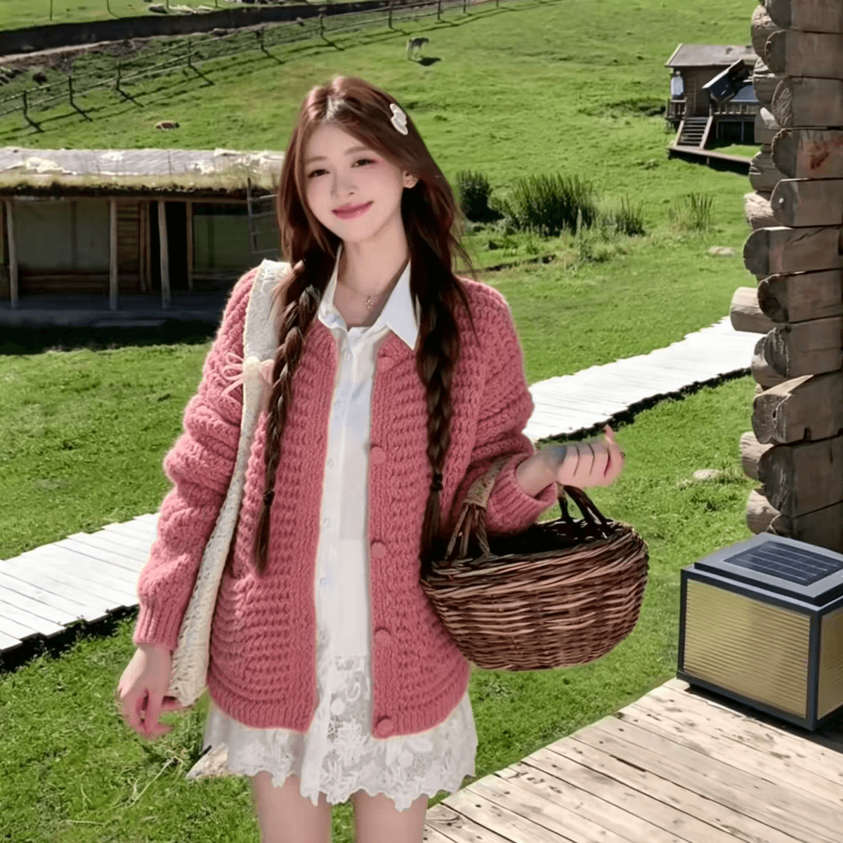 센 부서 레트로 황색 스웨터 오픈 가디건 여성 2026 초기 조기 가을 새로운 루즈핏 느긋한 바람 니트 재킷 맨위 상세 이미지 1