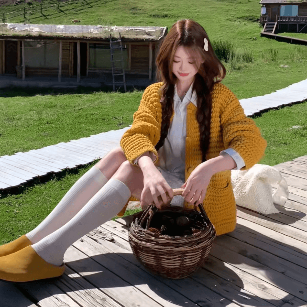센 부서 레트로 황색 스웨터 오픈 가디건 여성 2026 초기 조기 가을 새로운 루즈핏 느긋한 바람 니트 재킷 맨위 상세 이미지 4