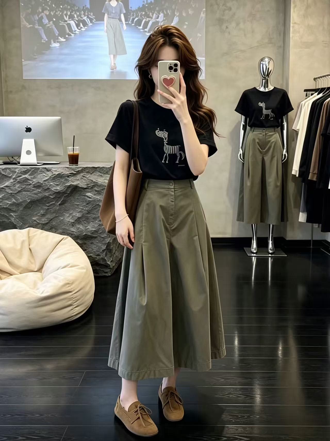 항구 바람 레트로 여름 세트 여성 디자인 센스 작은 말 반팔 티셔츠 맨위 스트레이트 넓은 다리 8 점 바지 투피스 세트