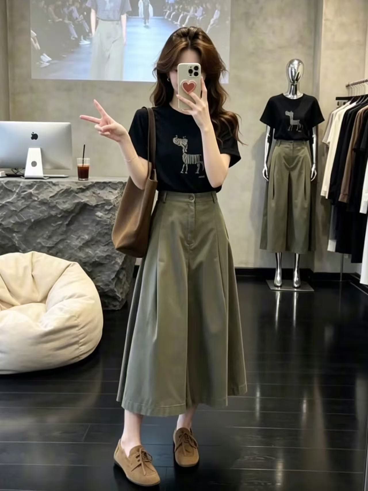 항구 바람 레트로 여름 세트 여성 디자인 센스 작은 말 반팔 티셔츠 맨위 스트레이트 넓은 다리 8 점 바지 투피스 세트 이미지 4