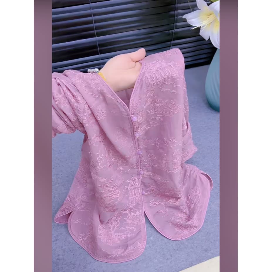 2026 새로운 빅 사이즈 새로운 중식 국풍 품격 긴팔 여성 셔츠 패션 다용도 고급 지방 mm 슬림해 보이는 맨위 상세 이미지 5