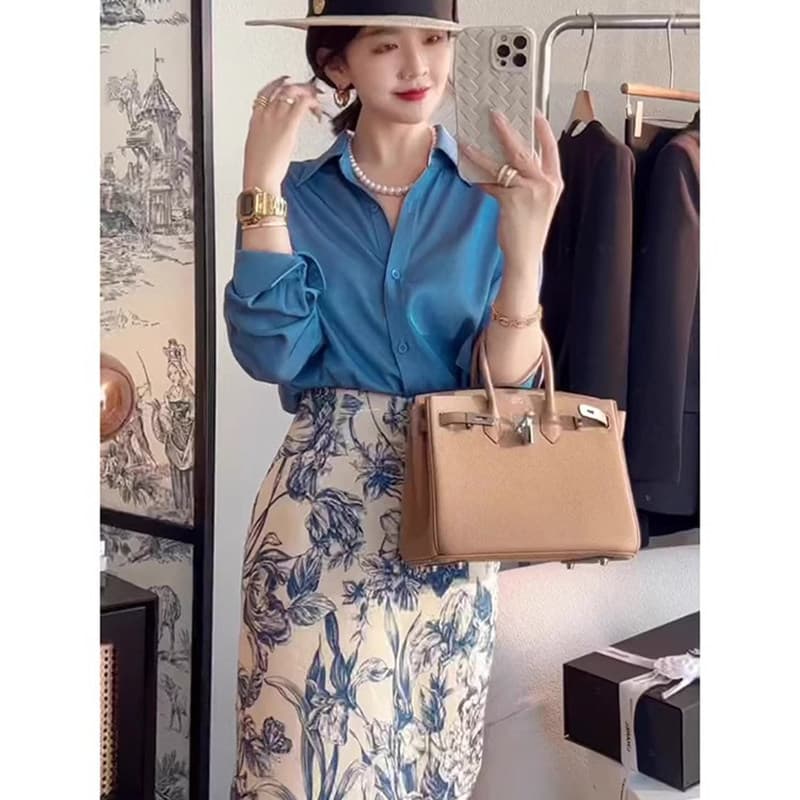 여름 패션 착용 가져 가라. 세트 여성 새로운 자외선 차단 셔츠 경기 품격 연령 감소 외국 가스 꽃무늬 반신 스커트 투피스 세트 상세 이미지 5