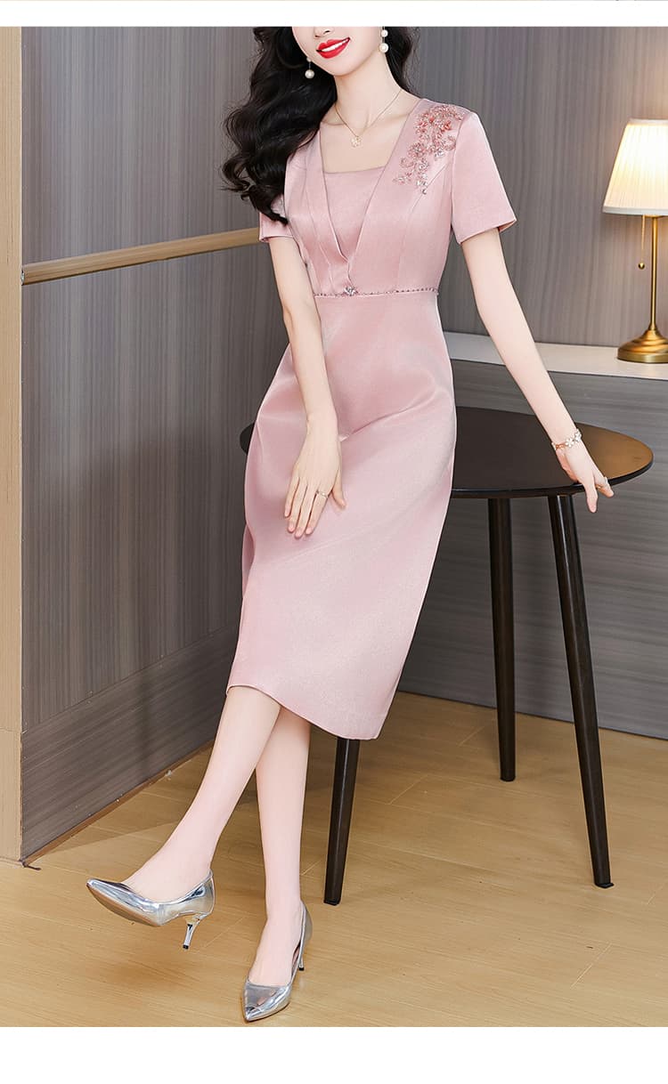 고급 엄마 결혼 연회 예복 핑크색 새로운 2026 안녕하세요. 시어머니 품격 드레스 상세 이미지 16