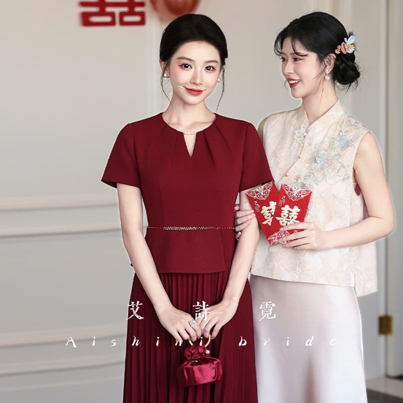 안녕하세요. 시어머니 결혼 연회 고급 비싼 가스 예복 2026 새로운 슬림해 보이는 빛 럭셔리 드레스 상세 이미지 2